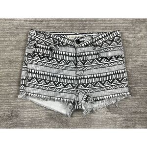 Bullhead Shorts Juniors 9‎ Black White Denim High Rise Short Raw Hem